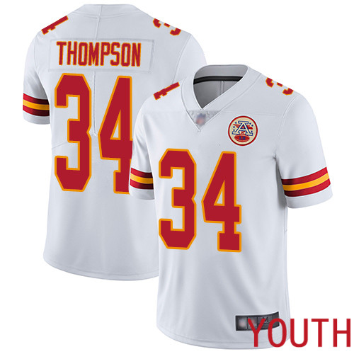 Youth Kansas City Chiefs #34 Thompson Darwin White Vapor Untouchable Limited Player Football Nike NFL Jersey->youth nfl jersey->Youth Jersey